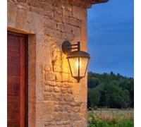 Grande Applique Murale Extérieure MORAIRA - Hauteur 37cm - Acier Inoxydable Noir Mat - Douille E27 (Ampoule LED Remplaçable) - Étanche IP44 - Lanterne Design pour Façade, Entrée & Terrasse (220V)