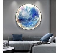 Grande applique murale « Lune » : tableau lumineux LED rond à effet grès, décoration murale circulaire pour la maison, lampe LED 3D pour salon ou chambre(Style A,60cm/23.6in)