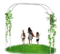 Grande arche de jardin en acier crème, treillis métallique pour plantes grimpantes, tonnelle d'extérieur avec base, arche de mariage, 280 cm x 220 cm, design durable et élégant