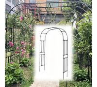 Grande arche de jardin en métal de 300/320 cm, pergola noire pour plantes grimpantes, décoration de mariage, treillis d'allée extérieure, décoration de paysage de 2,5 x 2,4 m