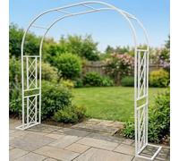 Grande Arche de Jardin Métallique, Arches à Rosiers Résistante aux Intempéries 140cm 180cm 200cm 220cm 240cm 260cm Tonnelle de Pergola pour Décoration Fête, Mariage(White,W260xH230cm)