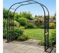 Grande Arche de Jardin Métallique, Arches à Rosiers Résistante aux Intempéries 140cm 180cm 200cm 220cm 240cm 260cm Tonnelle de Pergola pour Décoration Fête, Mariage(Black,W260xH270cm)