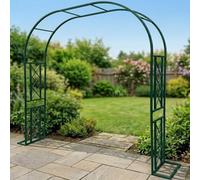 Grande Arche de Jardin Métallique, Arches à Rosiers Résistante aux Intempéries 140cm 180cm 200cm 220cm 240cm 260cm Tonnelle de Pergola pour Décoration Fête, Mariage(Dark Green,W300xH270cm)