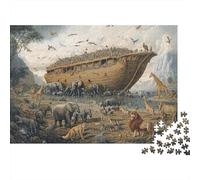 Grande Arche en Bois Construction Puzzle 1000 Pièces Papier pour Adultes Scène de Rassemblement d Animaux Jeu de Puzzle 1000 Pièces Détente Déco Maison Cadeau 70x50cm/1000pcs