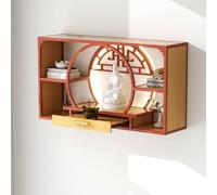 Grande armoire murale en métal autel bouddhiste avec éclairage LED, support pour statue bouddhiste, table de prière avec tiroir dissimulé et espace de rangement pour offrandes.(D,80X25X45CM/31.5X9.8X1