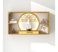 Grande armoire murale en métal autel bouddhiste avec éclairage LED, support pour statue bouddhiste, table de prière avec tiroir dissimulé et espace de rangement pour offrandes.(A,80X25X45CM/31.5X9.8X1