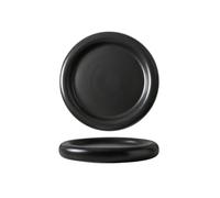 Grande assiette à spaghetti européenne mate créative en céramique noire et blanche - 25,4 cm - Noir mat