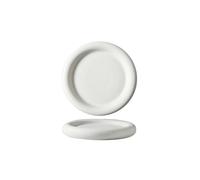 Grande assiette à spaghetti européenne mate créative en céramique noire et blanche à bords épais - 20,3 cm - Blanc mat