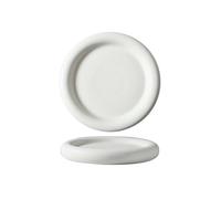 Grande assiette à spaghetti européenne mate créative en céramique noire et blanche à bords épais - 25,4 cm - Blanc mat