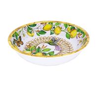 Les Jardins de la Comtesse - Grande Assiette Creuse en Mélamine Pure/Assiette à Soupe ou Pâtes/Petit Saladier - Citrons jaunes - Capri - Collection Vaisselle MelARTmine - Ø 23 cm