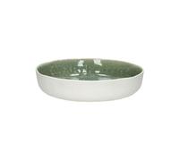 Grande assiette creuse en porcelaine blanc et vert pâle, ronde, uni - Pomax, Spiro - Ø24x5 cm