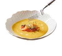 Grande assiette creuse irrégulière en céramique exquise et pratique pour un usage domestique - Assiette de 20,3 cm de profondeur