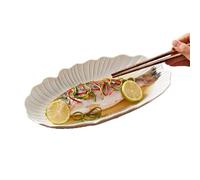 Grande assiette creuse irrégulière en céramique exquise et pratique pour un usage domestique - Assiette ovale de 30,5 cm