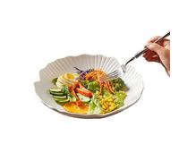 Grande assiette creuse irrégulière en céramique exquise et pratique pour un usage domestique - Assiette profonde de 25,4 cm