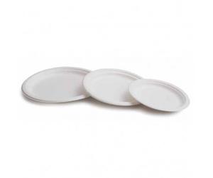 Grande Assiette en Pulpe de Canne à Sucre 22 cm Blanche - 50 assiettes
