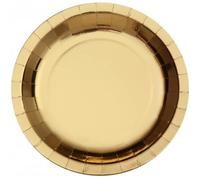 Grande assiette métallisée doré or de 26cm en carton (x10) REF/7169