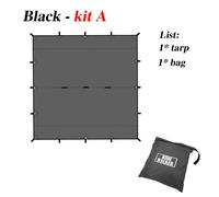 Grande Bâche De Revêtement Noir Imperméable,Tente De Camping En Plein Air,Abri De Bricolage,19 Points De Confrontation,4x4,Bushcraft - Type Black-Kit A-4x4