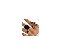 Grande bague de cocktail vintage empilable unique dorée cool et grande bague gothique noire en cristal strass émail ensemble de bijoux fantaisie pour femme, Large, Zinc, Aucune pierre précieuse