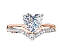 Grande bague en strass en forme d'amour - Géométrie élégante - Bague en strass - Bague complète en diamant pour femme - Taille 5 - 11 chaussettes à anneaux 47, 7, Métal, Pas de pierre précieuse