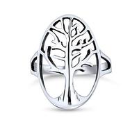 Grande Bague Ovale Ouverte Déclaration Arbre de Vie pour Femme, Épouse, Adolescente en Argent Sterling 925