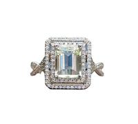 Grande bague rectangulaire avec zircon, alliance de mariage de luxe