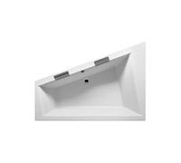 Grande baignoire d'angle acrylique RIHO DOPPIO 180x130cm 2 poignées intégrées-Blanc-Sans poignée à cascade-Droite-Blanc--