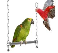 Grande balançoire à oiseaux en acier inoxydable à suspendre robuste avec clochette, accessoire de cage à oiseaux pour ara, afican, gris, amazone, cacatoès (1 pièce)