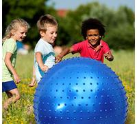 Grande balle de massage sensorielle pour enfants, 85 cm, ballon d'exercice rebondissant avec pointes de stimulation tactile, yoga en plein air, grand ballon de plage gonflable (bleu, 1 lot)