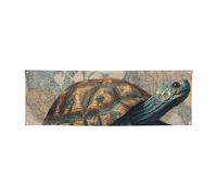 Grande bannière 180 x 60 cm personnalisable à suspendre au mur - Tortue sur une carte rétro - Pour intérieur ou extérieur - Bannières d'art mural pour entreprise, fête d'anniversaire, décoration