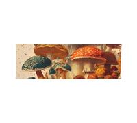 Grande bannière 180 x 60 cm personnalisable, toile de fond vintage champignons pour intérieur et extérieur, décoration murale pour entreprise, fête d'anniversaire, décoration d'intérieur
