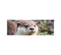 Grande bannière 180 x 60 cm personnalisée à suspendre au mur - Bannière de loutres marron pour intérieur ou extérieur - Bannières d'art mural pour fête d'anniversaire, décoration d'intérieur