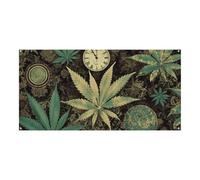 Grande bannière « A Puff in Time Weed Marijuanab » - 180 x 90 cm - À suspendre au mur - Bannière de fond pour fête d'anniversaire, extérieur et intérieur