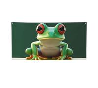 Grande bannière amusante en forme de grenouille verte avec œillets - Décoration de fête - Pour intérieur et extérieur - Bannière pour événement, anniversaire - Taille M