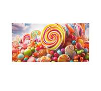 Grande bannière arc-en-ciel Candy avec œillets - Décoration de fête - Pour intérieur et extérieur - Bannière pour événement, anniversaire - Petite taille