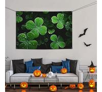Grande bannière avec feuilles de la Saint-Patrick - Décoration de fête - 119 x 180 cm - Toile de fond murale personnalisée pour anniversaire, cour, drapeau de fête, photographie de fond pour mariage