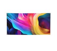 Grande bannière avec œillets - Motif vagues colorées - Décoration de fête - Pour intérieur et extérieur - Bannière pour événement, anniversaire - Taille M