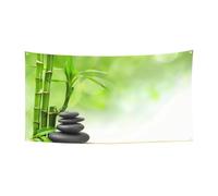 Grande bannière avec impression de bambou et pierre - Bannière de faveurs de fête d'anniversaire - Décoration à suspendre pour cadeaux de célébration