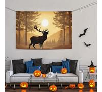 Grande bannière avec motif d'élan - Décoration de fête - 119 x 180 cm - Décoration murale personnalisée - Pour anniversaire, cour, drapeau de fête, photographie - Pour mariage, fête d'anniversaire