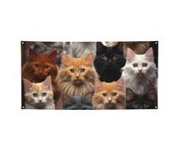 Grande bannière de collection chat avec œillets - Décoration de fête - Pour intérieur et extérieur - Bannière pour événement, anniversaire - Petite taille