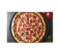 Grande bannière de fête à imprimé pizza - Noël, soirée, amis rassemblés, jardin, bar, carboat