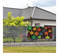 Grande bannière de fête d'anniversaire à suspendre au mur - Bannière colorée - Feuilles de cannabis - Bannière de vacances personnalisée - Décorations de photographie de fond - Drapeau de maison