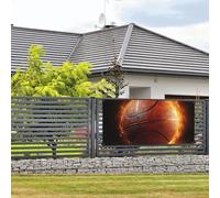 Grande bannière de fête d'anniversaire à suspendre au mur - Bannière de ballon de basket-ball - Bannière de vacances personnalisée - Décorations de photographie de fond de maison - Fournitures de fête