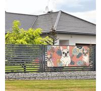 Grande bannière de fête d'anniversaire à suspendre au mur - Bannière imprimée bouledogue français - Bannière de vacances personnalisée - Décorations de photographie de fête - Drapeau de maison