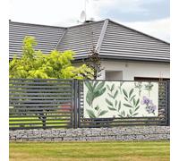 Grande bannière de fête d'anniversaire à suspendre au mur - Fleur verte, herbe, feuilles de sauge, bannière de vacances personnalisée - Décorations de photographie de fond de maison - Fournitures de