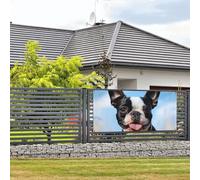 Grande bannière de fête d'anniversaire à suspendre au mur - Joli terrier de Boston - Bannière de vacances personnalisée - Décorations de photographie de fond - Drapeau de maison - Fournitures de fête