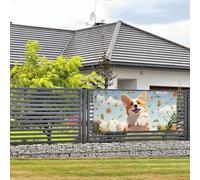 Grande bannière de fête d'anniversaire à suspendre au mur - Jolie bannière de vacances Corgi - Décoration de photographie de fête personnalisée - Drapeau de maison - Fournitures de fête - Petite