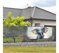 Grande bannière de fête d'anniversaire à suspendre au mur - Motif éléphant mignon - Bulles de jeu - Bannière de vacances personnalisée - Décorations de photographie de fond de maison - Fournitures de