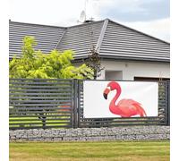Grande bannière de fête d'anniversaire à suspendre au mur - Motif flamant rose - Bannière de vacances personnalisée - Décoration de fête - Drapeau de maison - Fournitures de fête - Petite taille