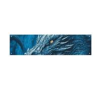 Grande bannière de fête Dragon Cool Blueb 120 x 30 cm à suspendre au mur - Bannière de fond pour fête d'anniversaire, extérieur et intérieur