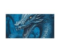Grande bannière de fête Dragon Cool Blueb 120 x 60 cm à suspendre au mur pour fête d'anniversaire, extérieur et intérieur